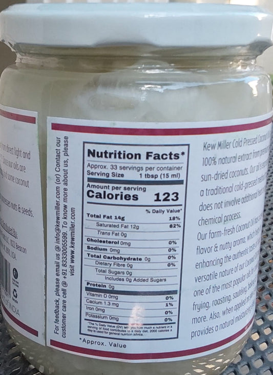 Cold Pressed Coconut oil 0.5L in glass Jar